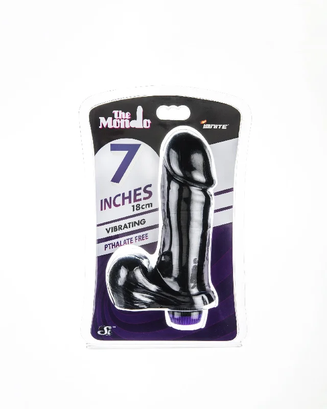 cock ring bespoke style-Si-30021 7in THICK COCK W/BALLS & VIBRATION-BLACK