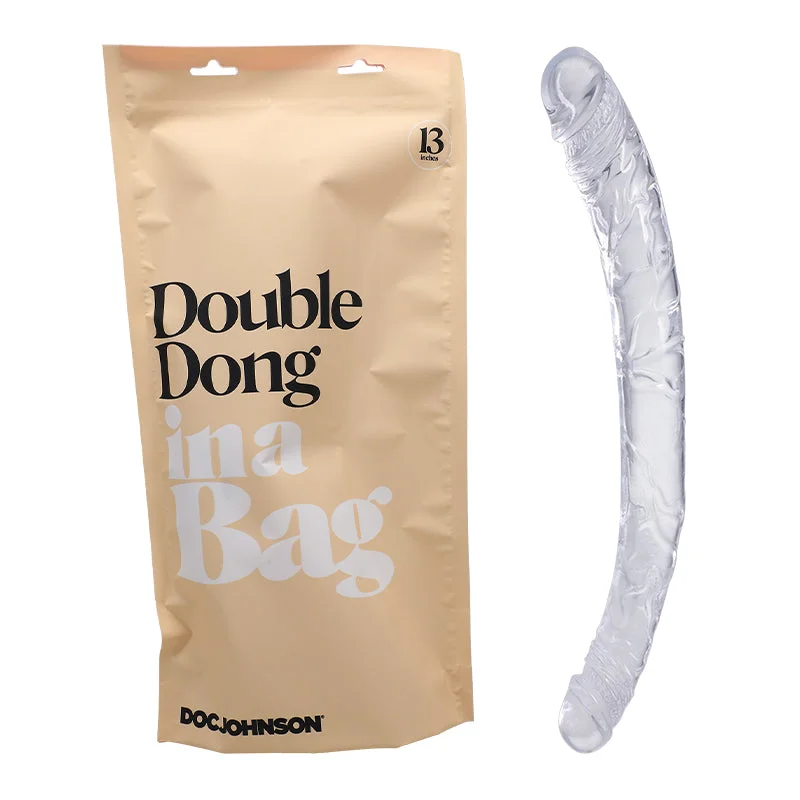 penis-care-post-workout-Doc Johnson In A Bag Double Dong Realistic 13 in. Dual Ended Dildo Clear