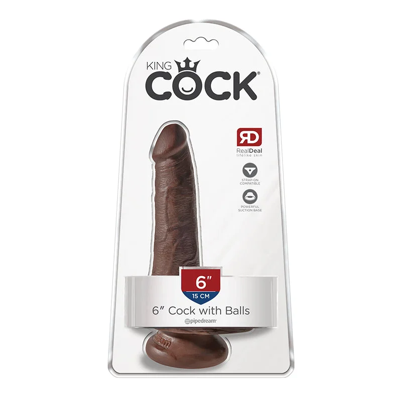 cock ring bold comfort-King Cock 6in Cock With Balls - Brown