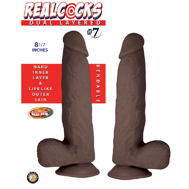 cock ring tight texture-Realcocks Dual Layered #7 Dark Brown