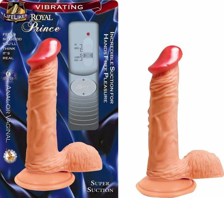 penis-massage-techniques-easy-Lifelikes Royals Flesh Vibrating Dong Prince - 6 Inch Realistic Suction Cup Dildo