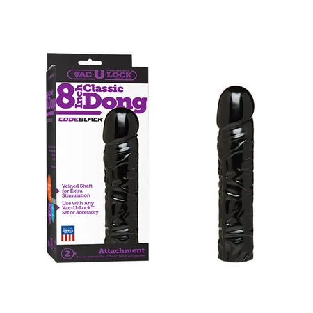 penis-exercise-tools-safe-Vac-U-Lock - 8in Classic Dong CODEBLACK