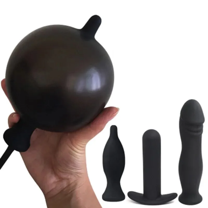 anal toys with low vibes-Inflatable Anal Dildo Plug Expandable Butt Plug With Pump Adult Products Silicone Sex Toys for Women Men Anal Dilator Massager