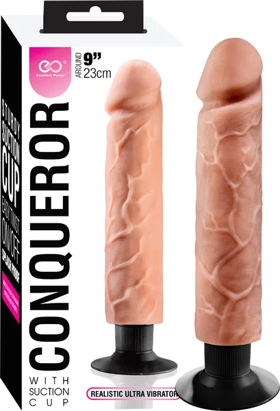 penis-blood-flow-foods-Conqueror - 9" Dildo with Suction Cup - Flesh