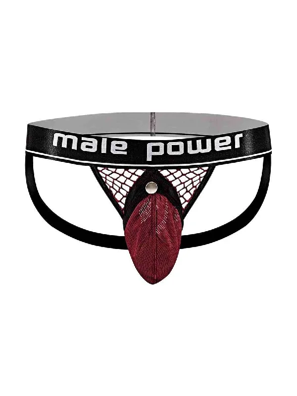 airy jersey briefs-Cock Pit Net Cock Ring Jock - L/ XL - Burgundy