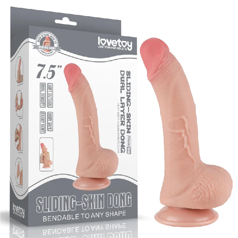 penis-odor-natural-solutions-Sliding Skin Dual Layer Dong -  19.5 cm (7.5'') Dong with Flexible Skin