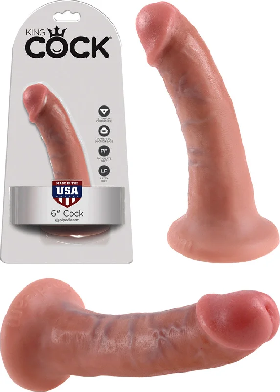 penis-hygiene-solutions-natural-King Cock Tapered Realistic Dildo with Suction Cup Mount Base 6 inch Flesh