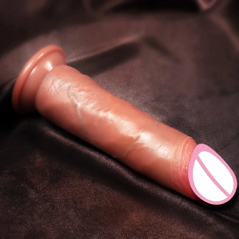 anal toys with silky finish-Realistic Anal Dildo Butt Plug - 8 inch Lifelike Sliding Skin Dildo Female Sex Toys