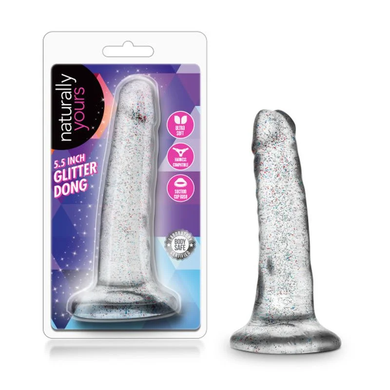 penis-nerve-sensitivity-tips-Naturally Yours - 5.5" Glitter Dong - Clear