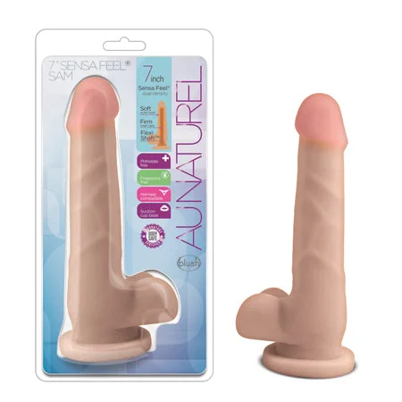 penis-skin-protection-tips-Blush Au Naturel 7 in. Sam Posable Dual Density Dildo with Balls & Suction Cup Beige