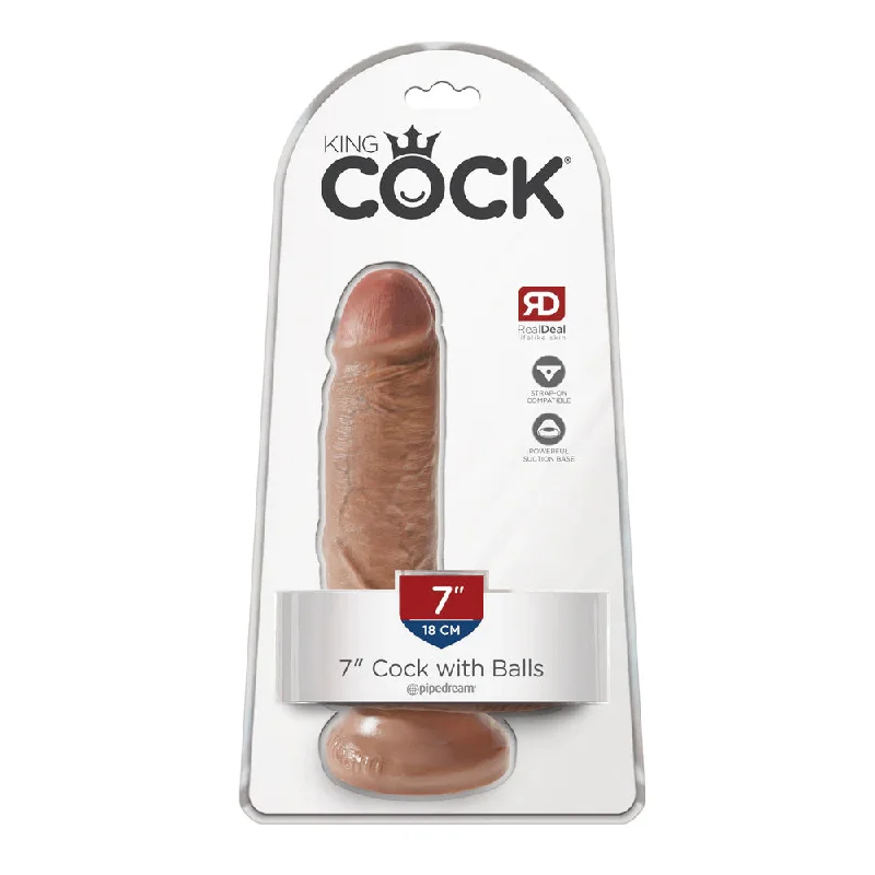 cock ring swift texture-King Cock 7" Cock With Balls Tan