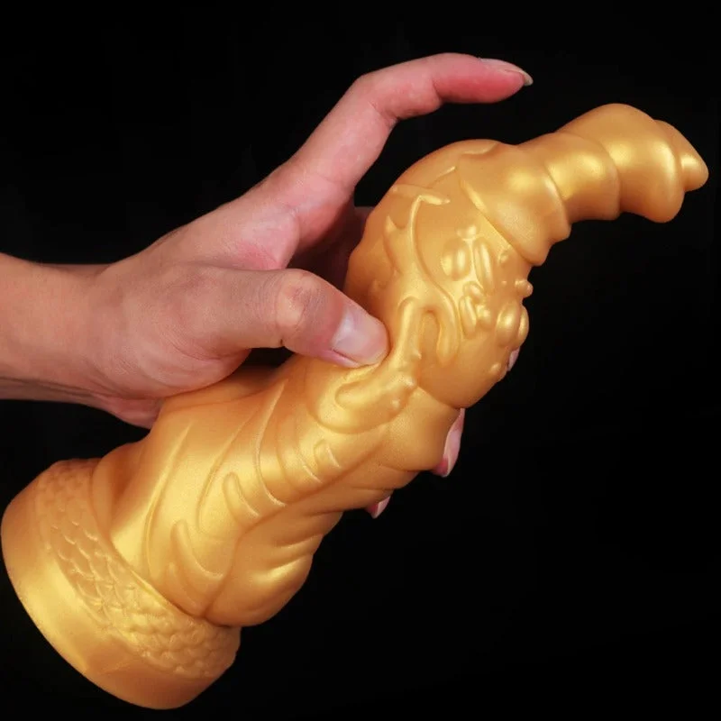 anal toys with cozy tip-Big Giant Monster Dildo - Golden Dragon Dildos Realistic Anal Plug Sex Toys for Men Women