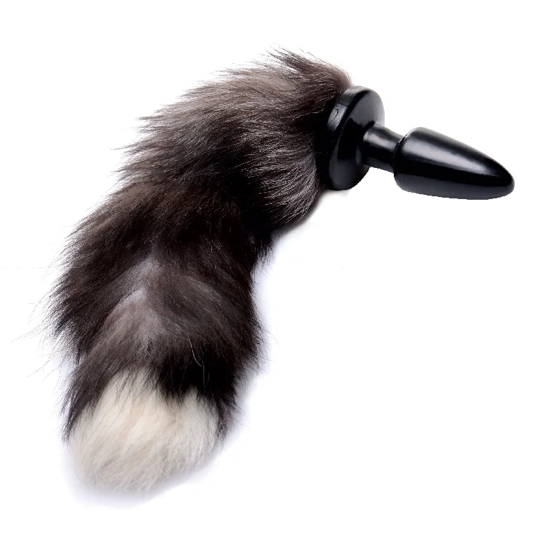 anal toys with bendable tip-Grey Fox Tail Anal Plug