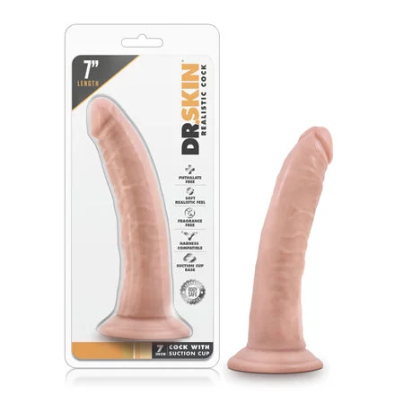 penis-sensitivity-improvement-guide-Blush Dr. Skin Realistic 7 in. Dildo with Suction Cup Beige