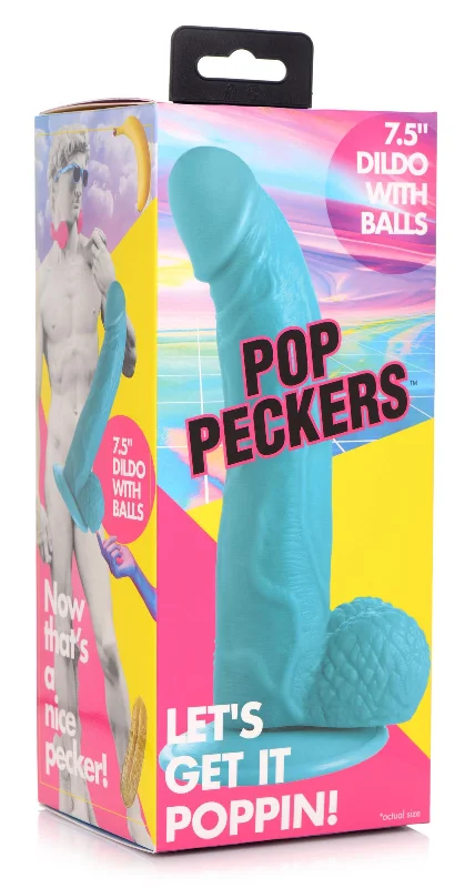 penis-skin-repair-products-Pop Pecker 7.5 Inch Dildo With Balls - Blue