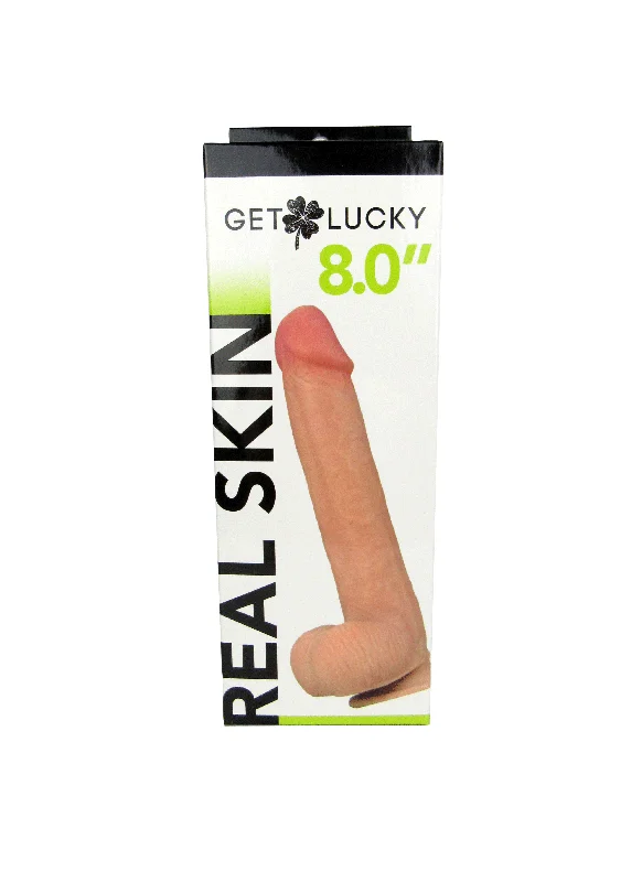 Dildo-serene-Get Lucky 8 Inch Real Skin Dildo - Tan