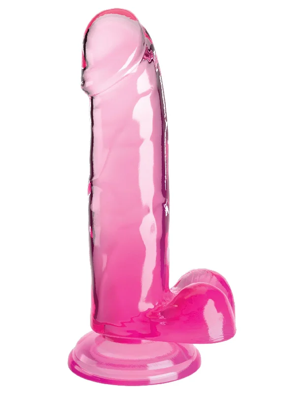 cock ring rugged comfort-King Cock Clear 7 Inch With Balls - Pink