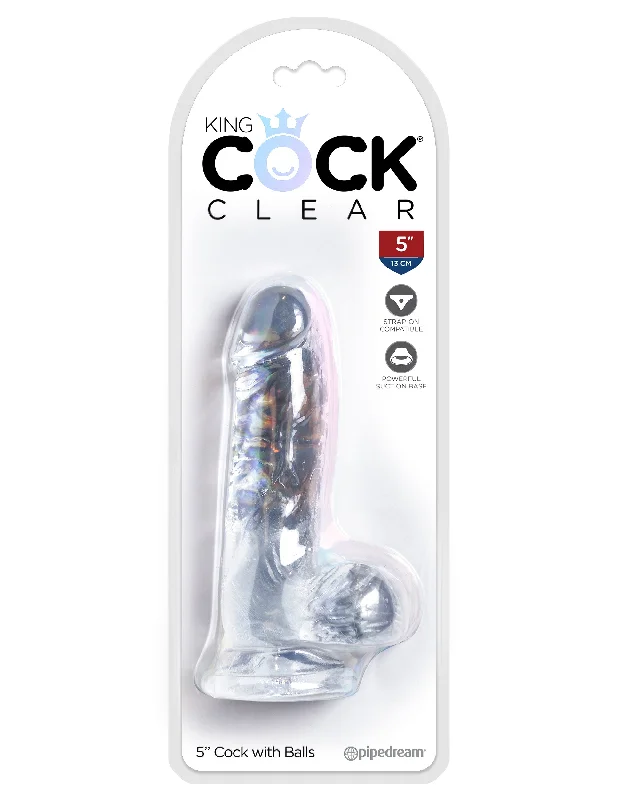 cock ring bold texture-King Cock Clear 5 Inch Cock With Balls