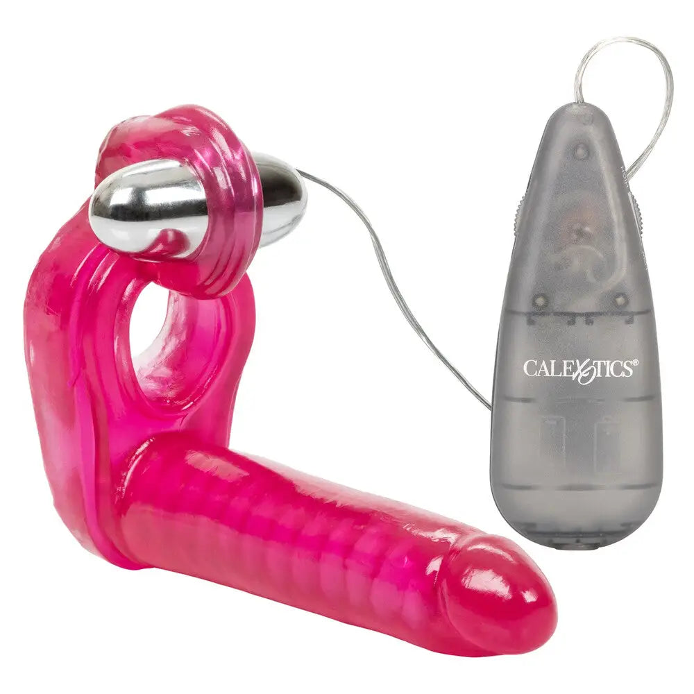 cock ring fine grip-6-inch Colt Pink Vibrating Cock Ring with Dong