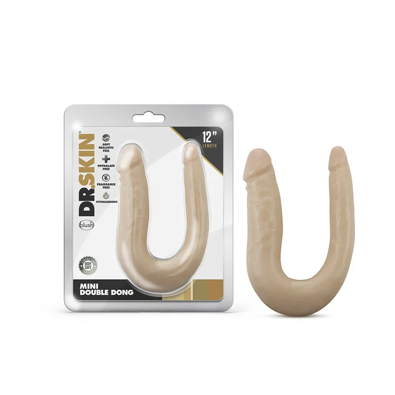 penis-growth-methods-natural-Blush Dr. Skin Mini Double Dong Realistic 12 in. Dual-Ended Dildo Beige