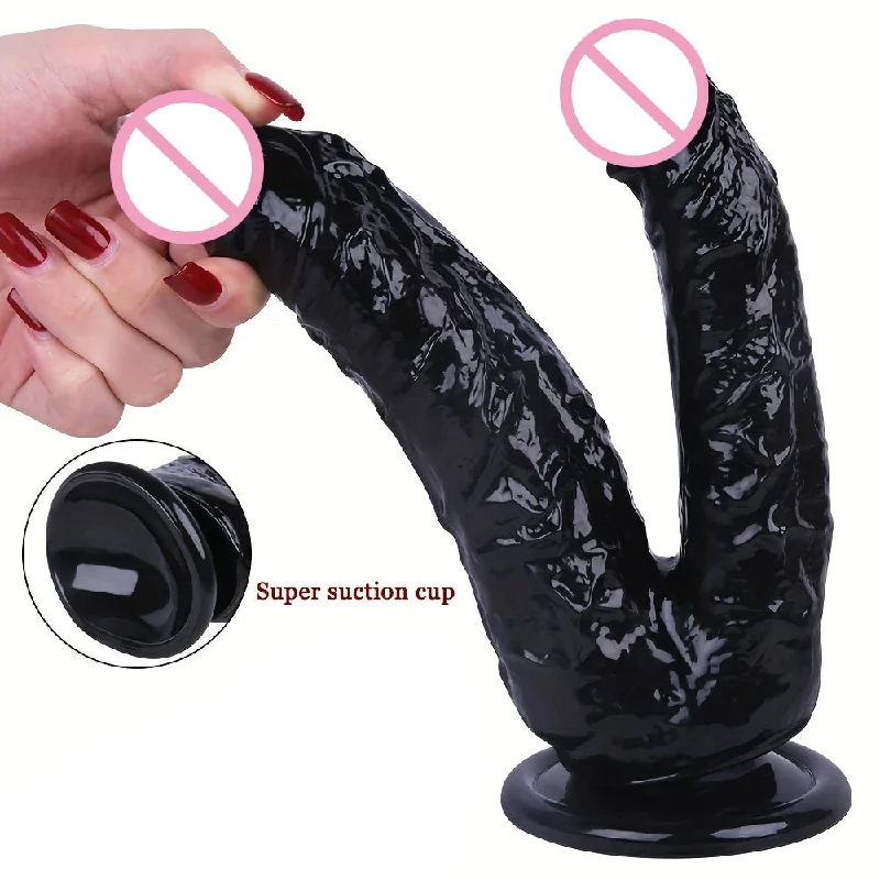 anal toys with plush finish-Double End Black Dildo Butt Plug - Realistic Anal Dildos Couple Sex Toys for Women