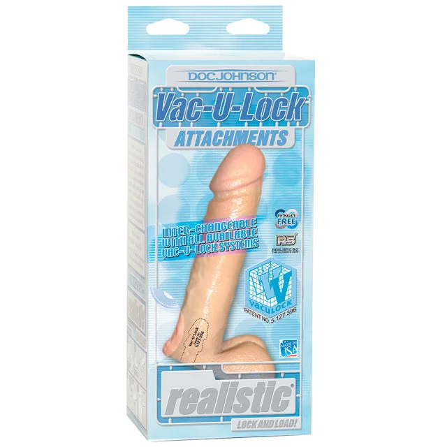 cock ring wet comfort-Vac-U-Lock 8" Realistic Cock - Beige