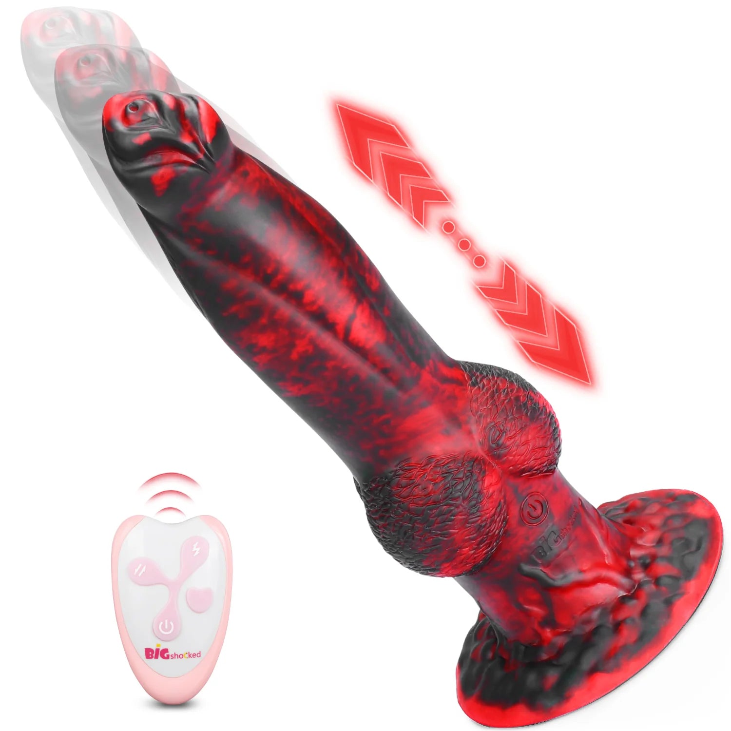 Penis-spiraled-8.8 Inch Thrusting Vibrating Fantasy Knot Dildo -Black