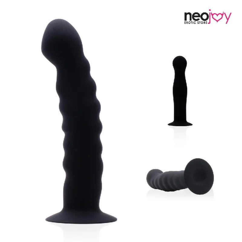 anal toys with trendy design-Neojoy Anal Dildo (Black) Silicone Curved Comfy - 14.5cm - 5.7 Inch With Suction Cup