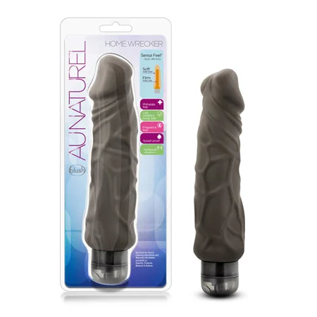 penis-skin-care-routine-Blush Au Naturel Home Wrecker 9.5 in. Dual Density Vibrating Dildo Brown