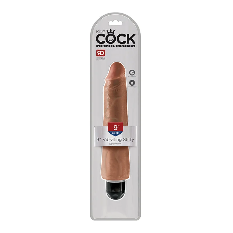 cock ring polished texture-King Cock 9in Vibrating Stiffy Tan