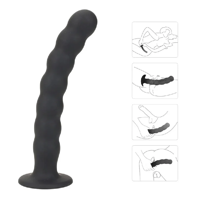 anal toys with extra vibes-Silicone Butt Plug - 7 Pull Beads Anal Dildo G Spot Prostate Massager