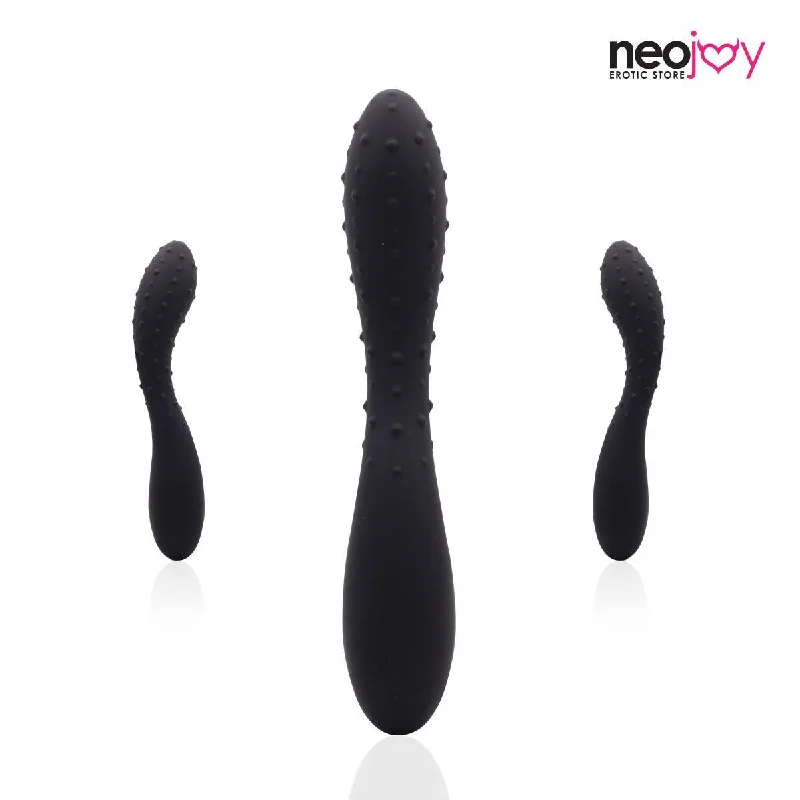 anal toys with rolling beads-Neojoy - Silicon Dotted Double Ended Anal Dildo - Black - 19cm - 7.5 inch