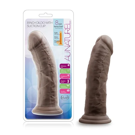 penis-vitamin-deficiency-treatments-Blush Au Naturel 8 in. Posable Dual Density Dildo with Suction Cup Brown