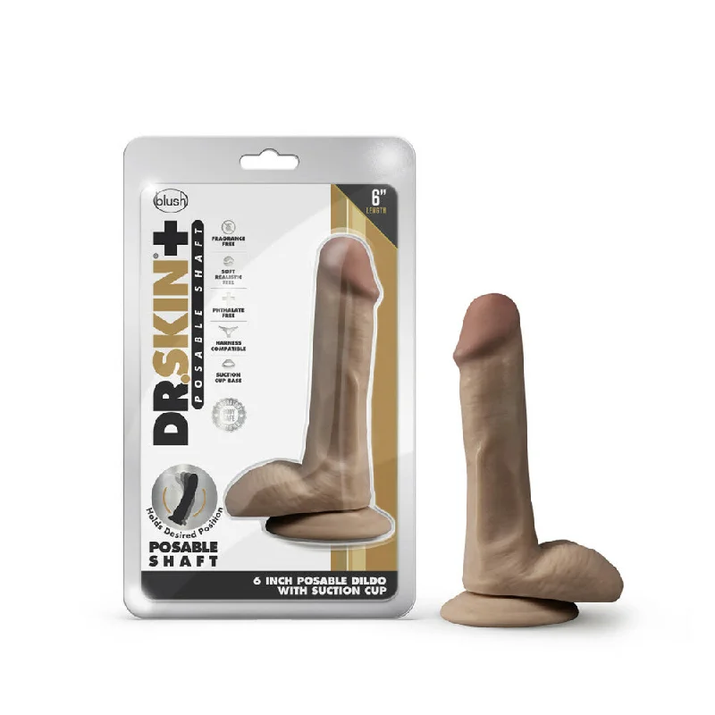 Penis-pristine-Dr. Skin Plus 6" Posable Dildo With Balls Mocha