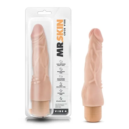 penis-care-during-workouts-Blush Dr. Skin Vibe 4 Realistic 8 in. Vibrating Dildo Beige