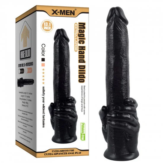 penis-exercise-frequency-guide-X-MEN Realistic Magic Hand and Extra Large Cock Dildo Black