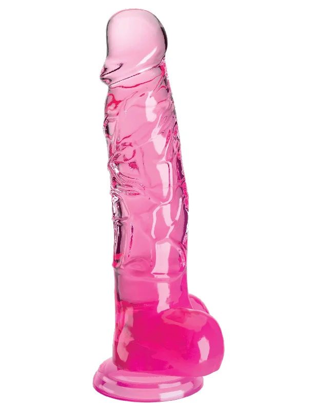 cock ring chic comfort-King Cock Clear 8 Inch With Balls - Pink