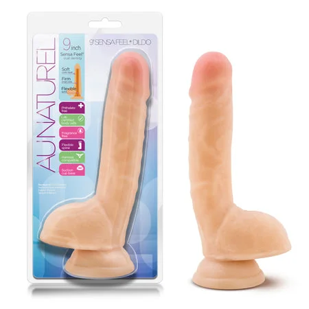 penis-growth-facts-scientific-Blush Au Naturel 8 in. Posable Dual Density Dildo with Balls & Suction Cup Beige