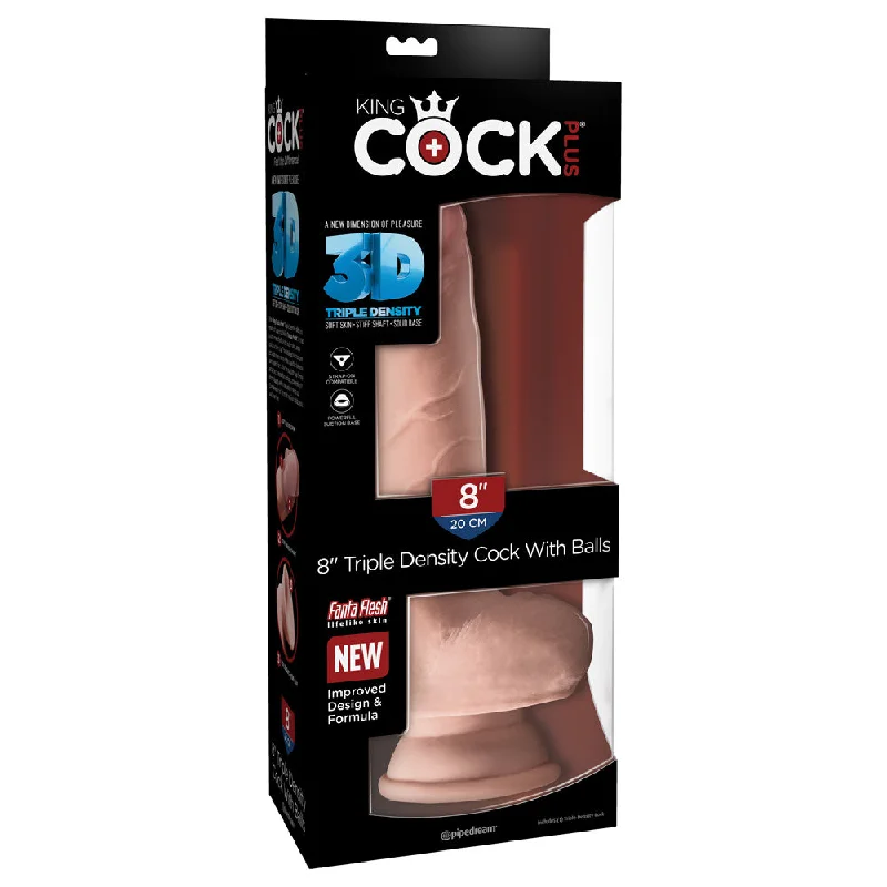 cock ring peak texture-King Cock Plus 8" Triple Density Fat Cock With Balls