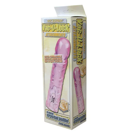 penis-skin-repair-products-Vac-U-Lock - 8 Inch Pink Dong - Crystal Jellies