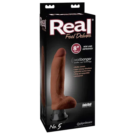 how-to-assess-penis-health-Pipedream Real Feel Deluxe No. 5 Realistic 8 in. Vibrating Dildo With Balls and Suction Cup Brown