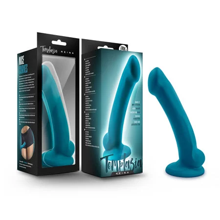 penis-size-and-comfort-Blush Temptasia Reina 7 in. Silicone Dildo with Suction Cup Teal