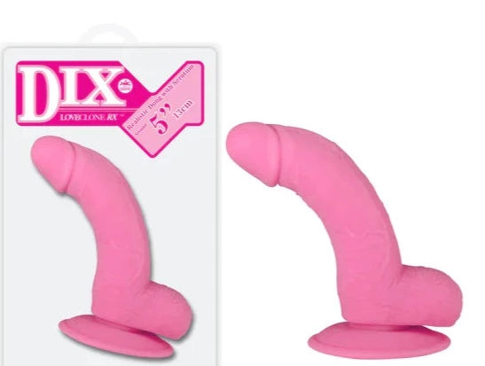 penis-cleaning-tips-travel-Dix Realistic Dong with Balls and Suction Cup 5 inch Pink Dildo