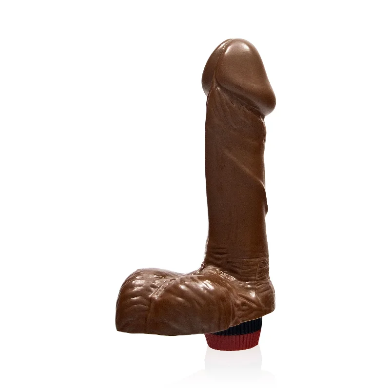 cock ring bold design-Si-20327 - 6in COCK W/BALLS W/VIBRATION-BROWN