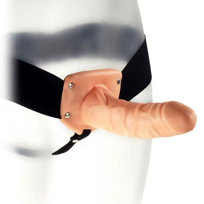 Penis-gooey-6.5-inch Nude Hollow Strap-on Penis Dildo with Harness