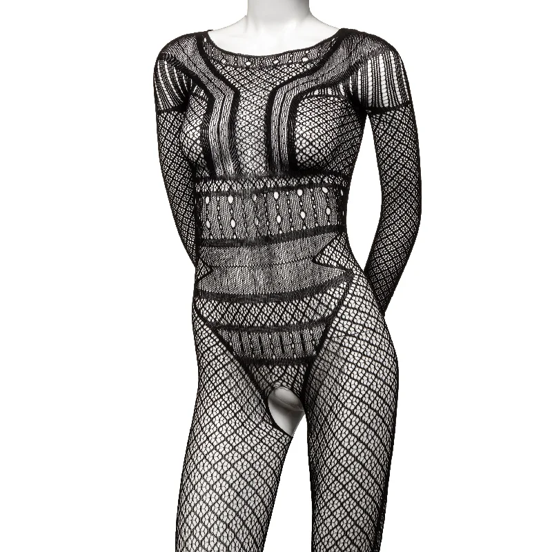 naughty cop costume-Scandal Plus Size Full Length Lace Body Suit - Plus Size - Black