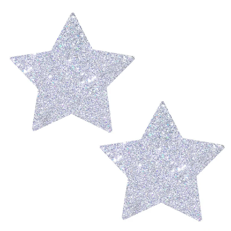 satin lounge teddy-Silver Pixie Dust Glitter Starry Nights Nipztix  Pasties