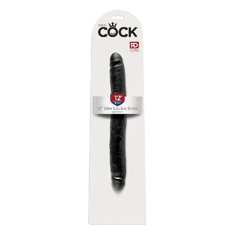 Penis-ridged-King Cock 12" Slim Double Dildo Black