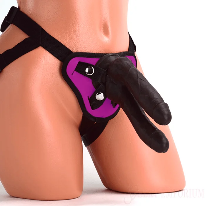 Penis-numb-Advanced Double Strap-On Dildo with Purple Harness