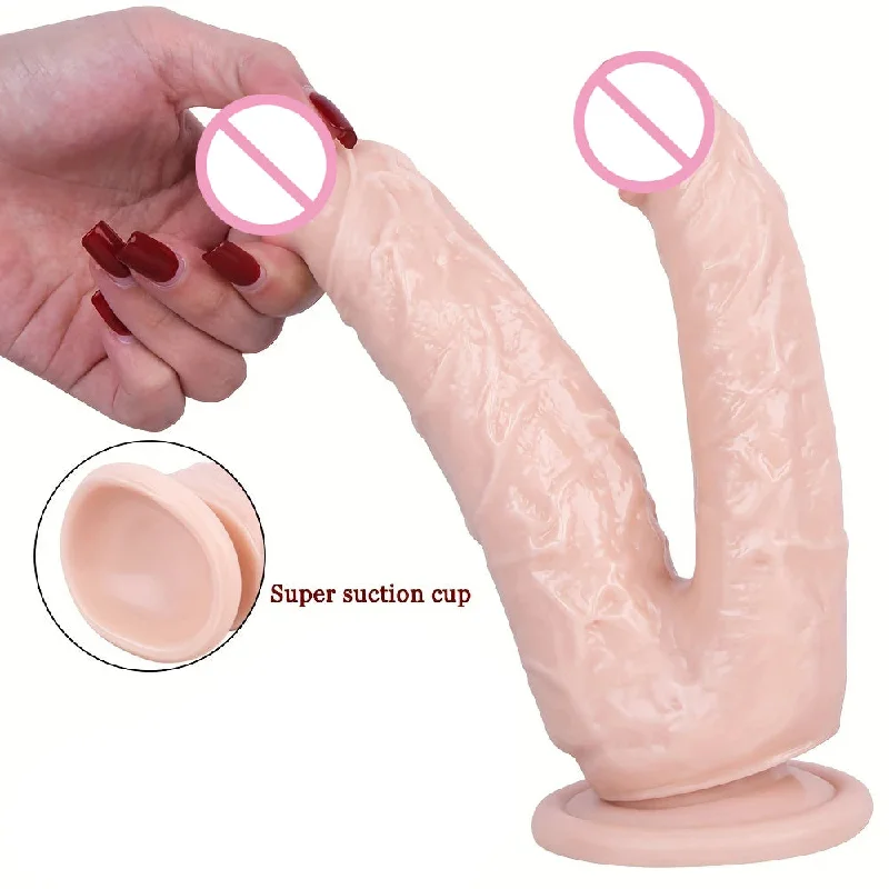 anal toys for deep comfort-Double Sided Anal Dildo Butt Plug - Realistic Dildos Suction Cup Female Couple Sex Toys